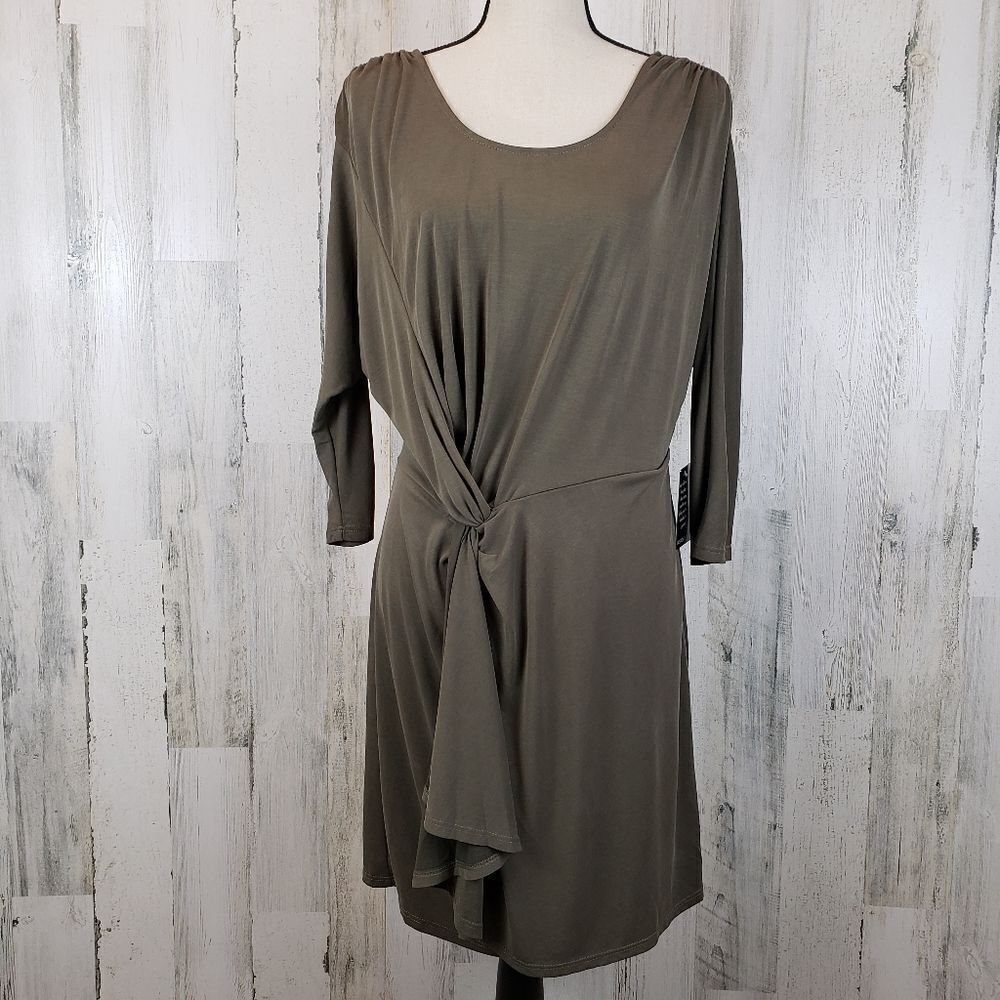 Boston Proper Olive Green Knotted Dress Sz M